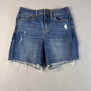 Universal Thread Boyfriend Shorts Blue WMNS 0/25 Raw Hem Denim Stretch Cut Off